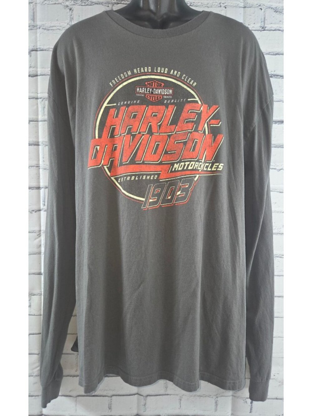 Harley-Davidson Gray Long Sleeve Graphic Tshirt 3X Made In USA